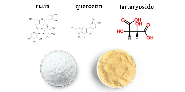 Molecular structures of rutin quercetin tartaryoside